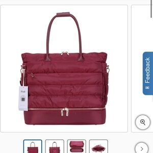 IPack Quilted Burgundy Tote Bag with Zip Base
